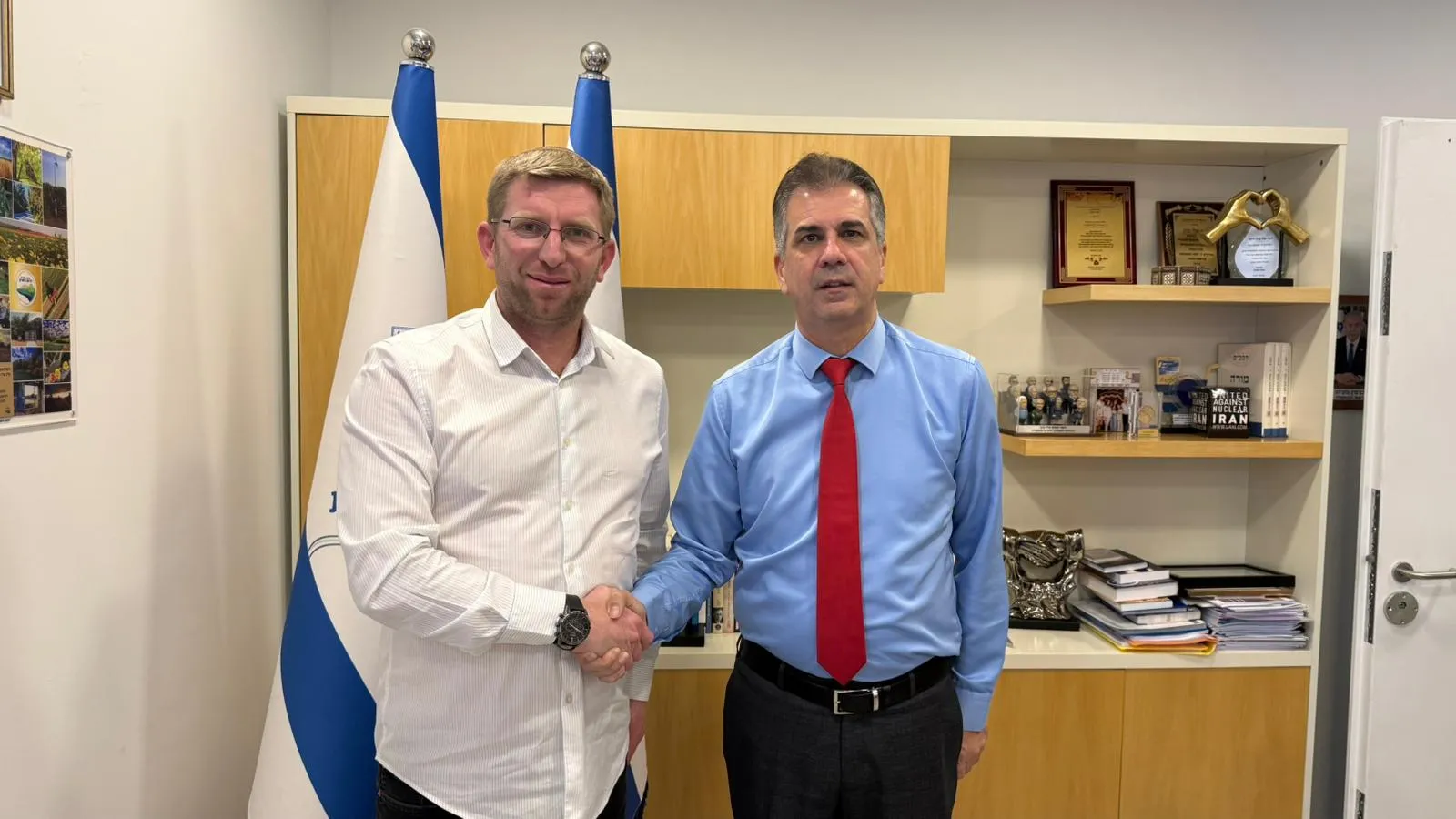 שר האנרגיה אלי כהן במפגש עם ראש מועצת קרני שומרון יונתן קוזניץ