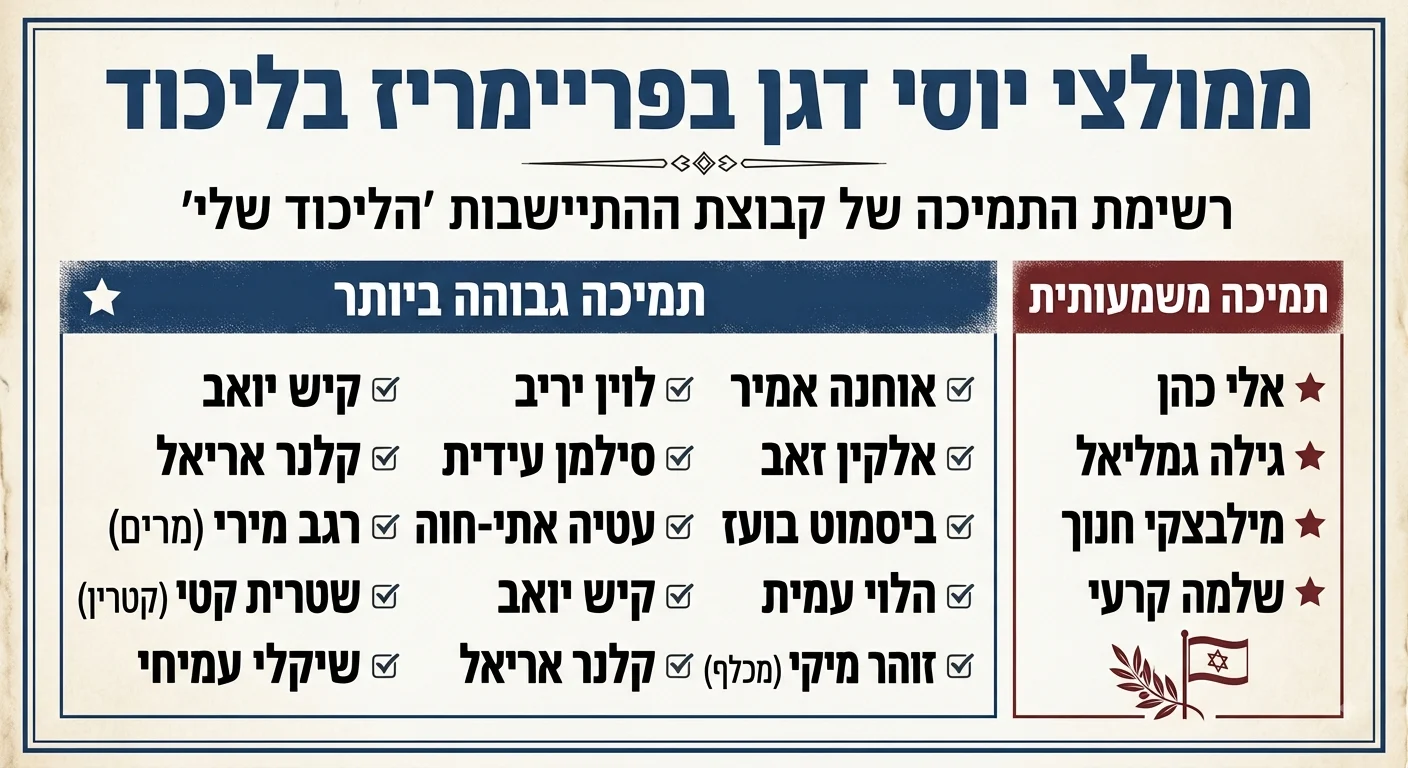 רשימת המומלצים של יוסי דגן בפריימריז 
