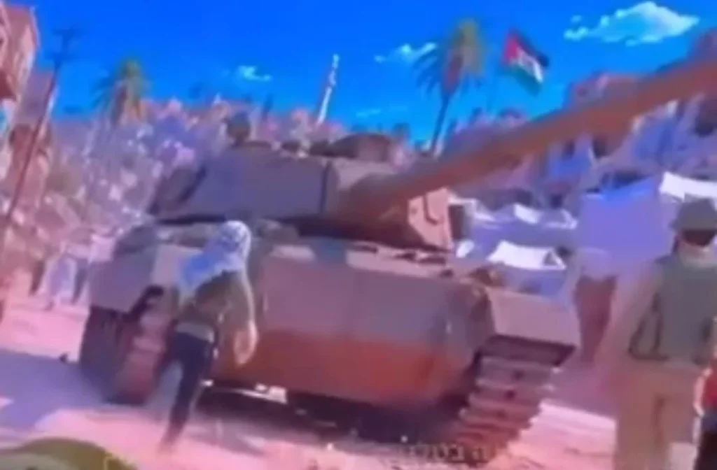 שטיפת מוח בקניון ברמאללה: סרטון מצויר מאדיר פגיעה בטנק