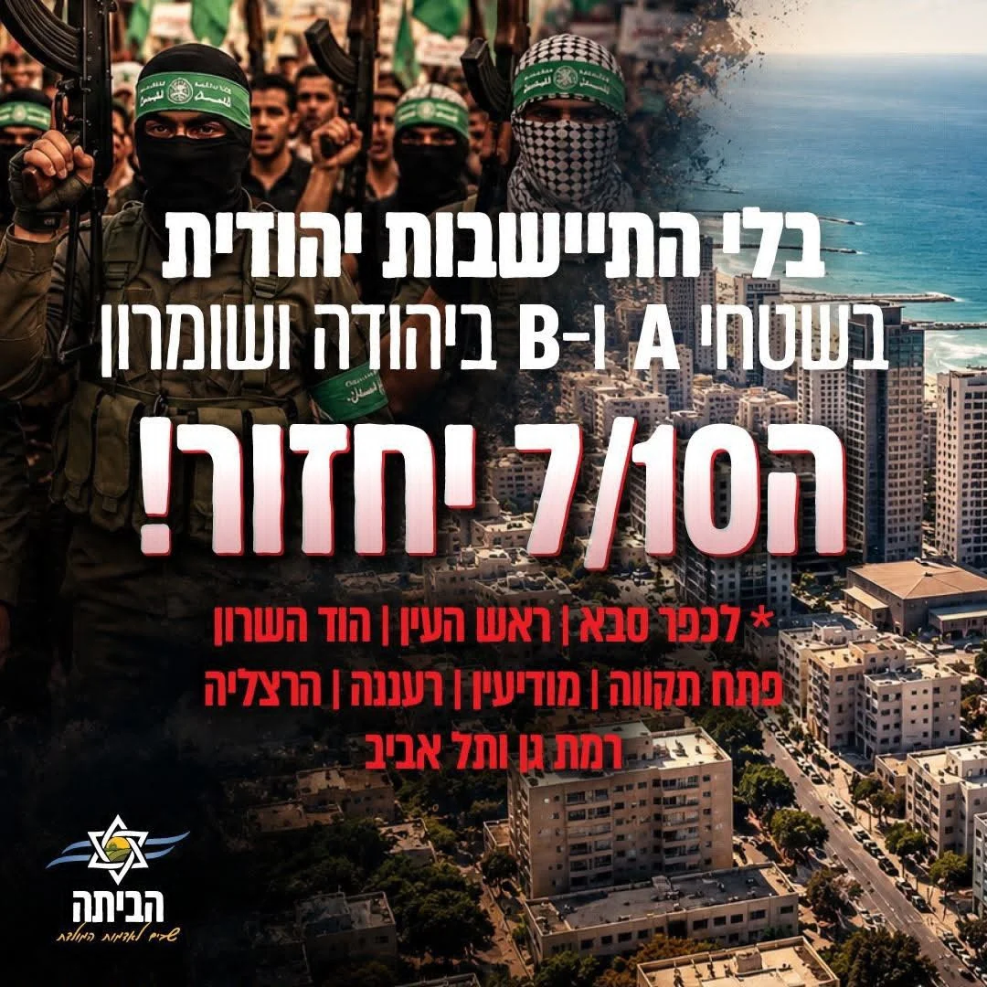 קמפיין "פורום הביתה": אזהרה ביטחונית ודרישה לריבונות והתיישבות בשטחי A ו-B